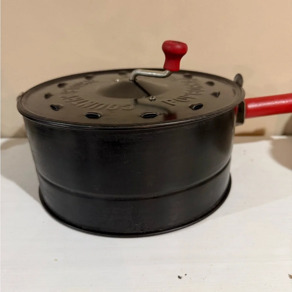 1950’s Vintage Antique Black E-Z Corn Popcorn Maker Hand Crank Red - Picture 4 of 10